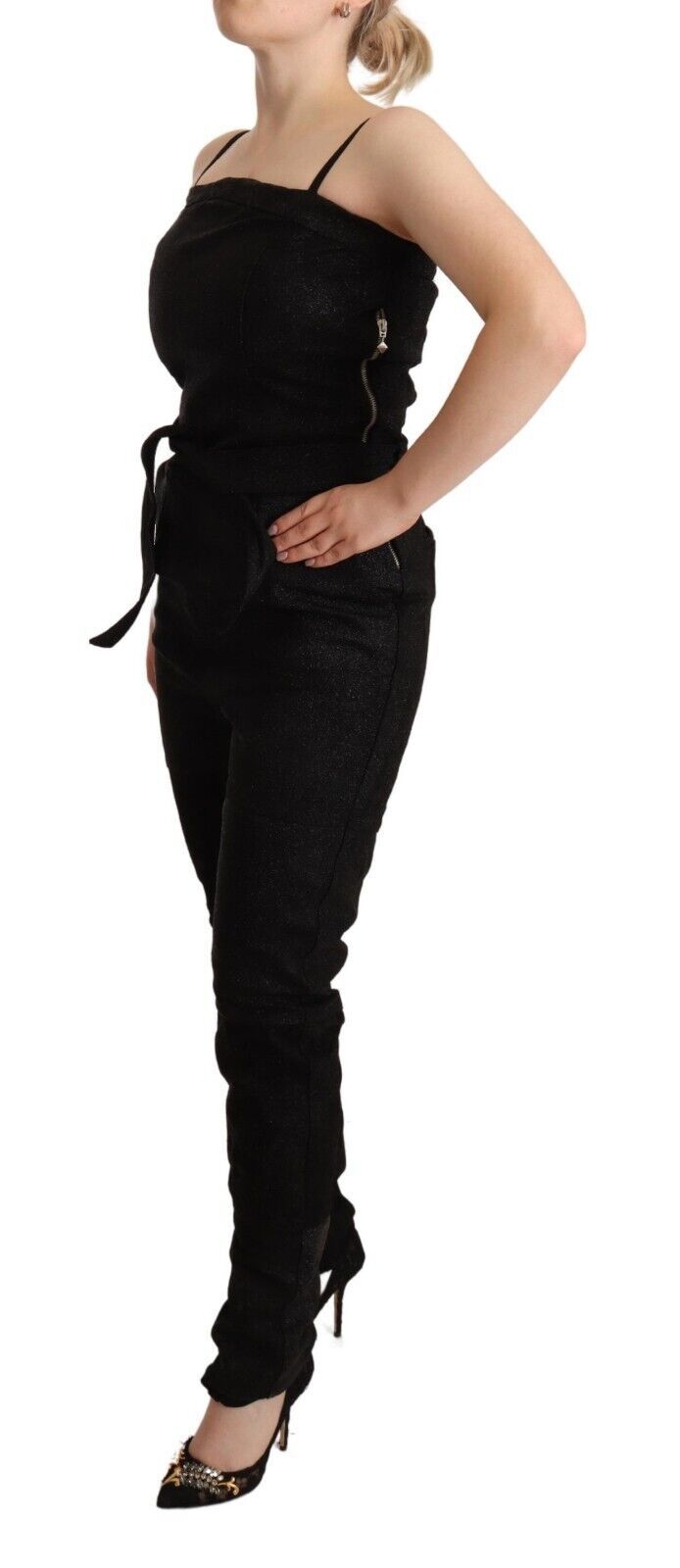 La Maison du Couturier Black Spaghetti Strap Jumpsuit Dress | Regal Royce