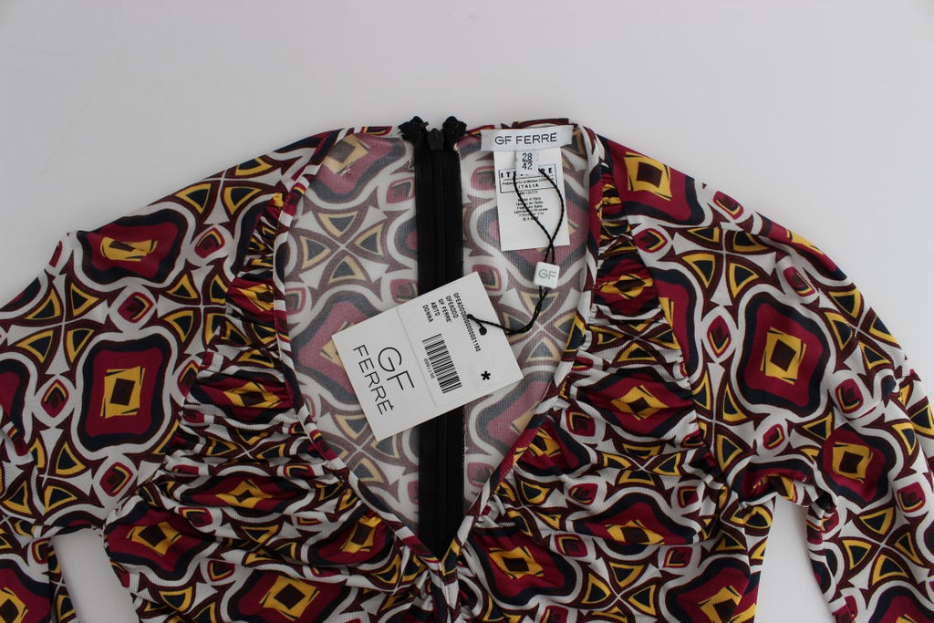 GF Ferre Multicolor Longsleeved Viscose Shift Dress