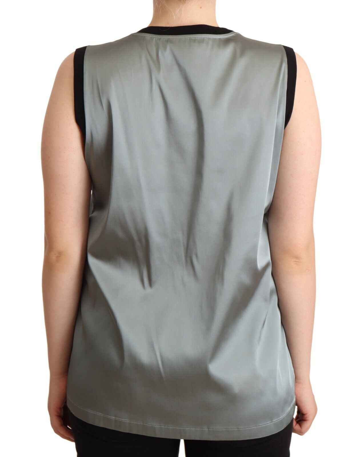 Dolce & Gabbana Silver Round Neck Sleeveless Casual Tank Top | Regal Royce