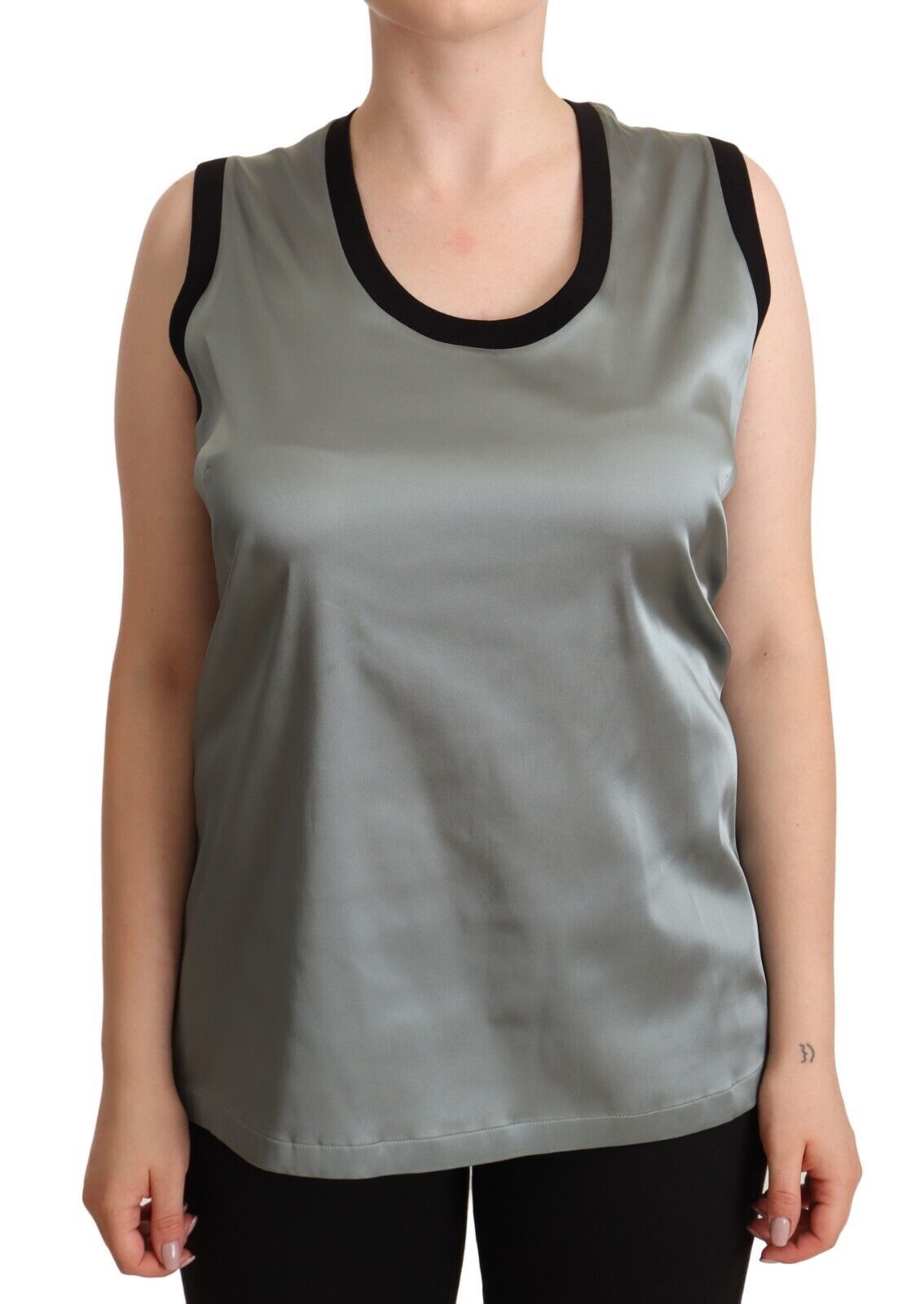 Dolce & Gabbana Silver Round Neck Sleeveless Casual Tank Top | Regal Royce