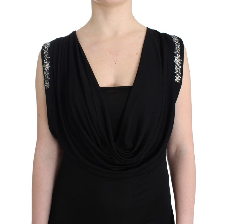 Roccobarocco Black Embellished Jersey Mini Sheath Short Dress | Regal Royce