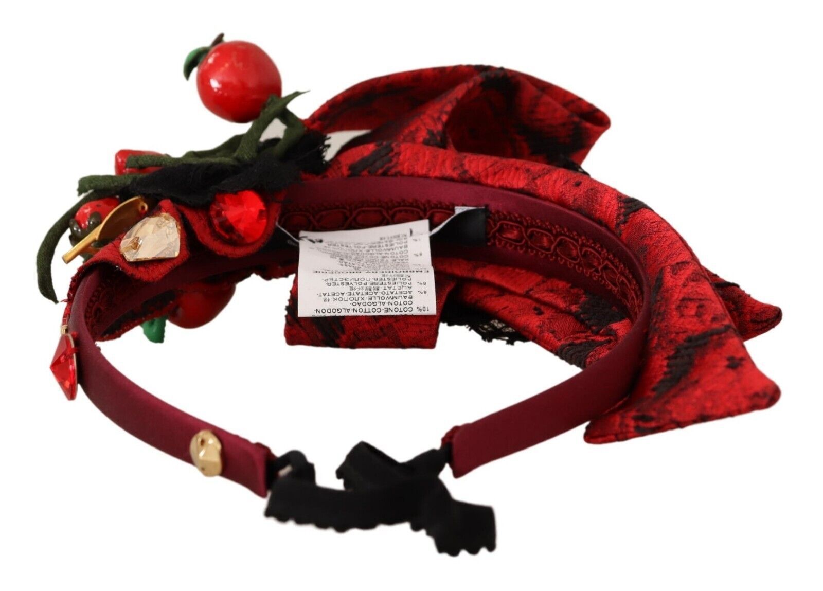 Dolce & Gabbana Red Tiara Berry Fruit Crystal Bow Hair Diadem Headband | Regal Royce