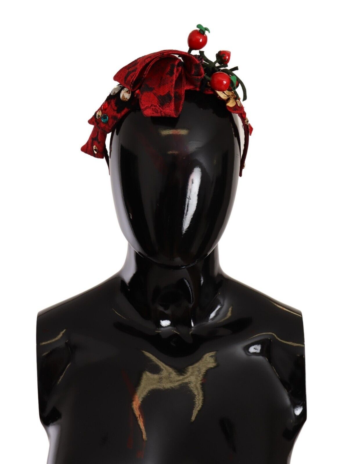 Dolce & Gabbana Red Tiara Berry Fruit Crystal Bow Hair Diadem Headband | Regal Royce