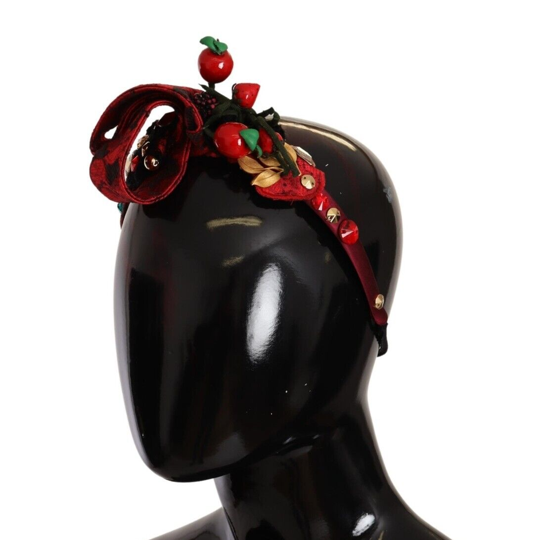 Dolce & Gabbana Red Tiara Berry Fruit Crystal Bow Hair Diadem Headband | Regal Royce