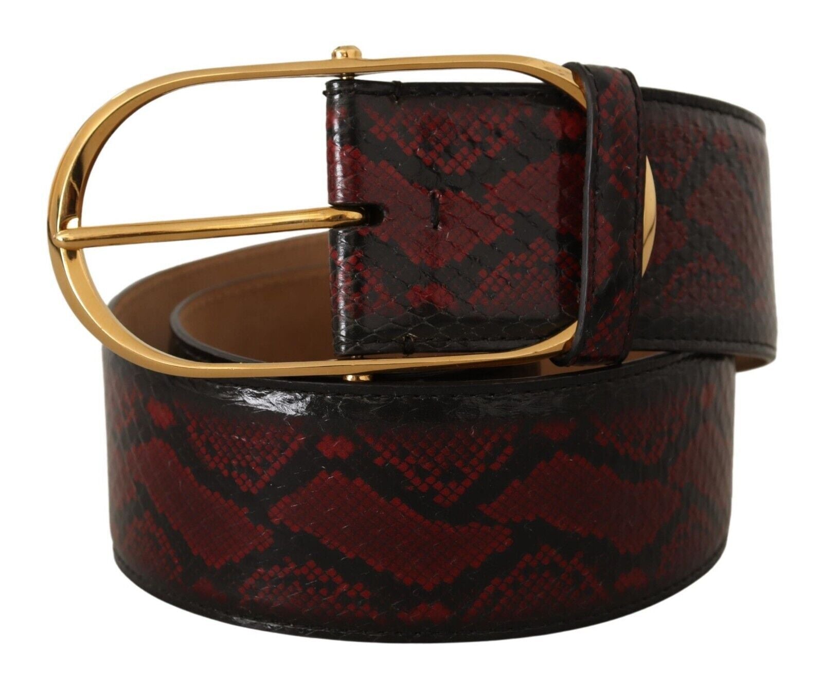 Dolce & Gabbana Red Exotic Leather Gold Oval Buckle Belt | Regal Royce