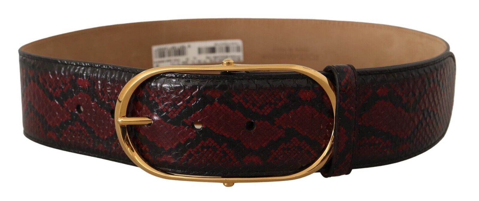 Dolce & Gabbana Red Exotic Leather Gold Oval Buckle Belt | Regal Royce