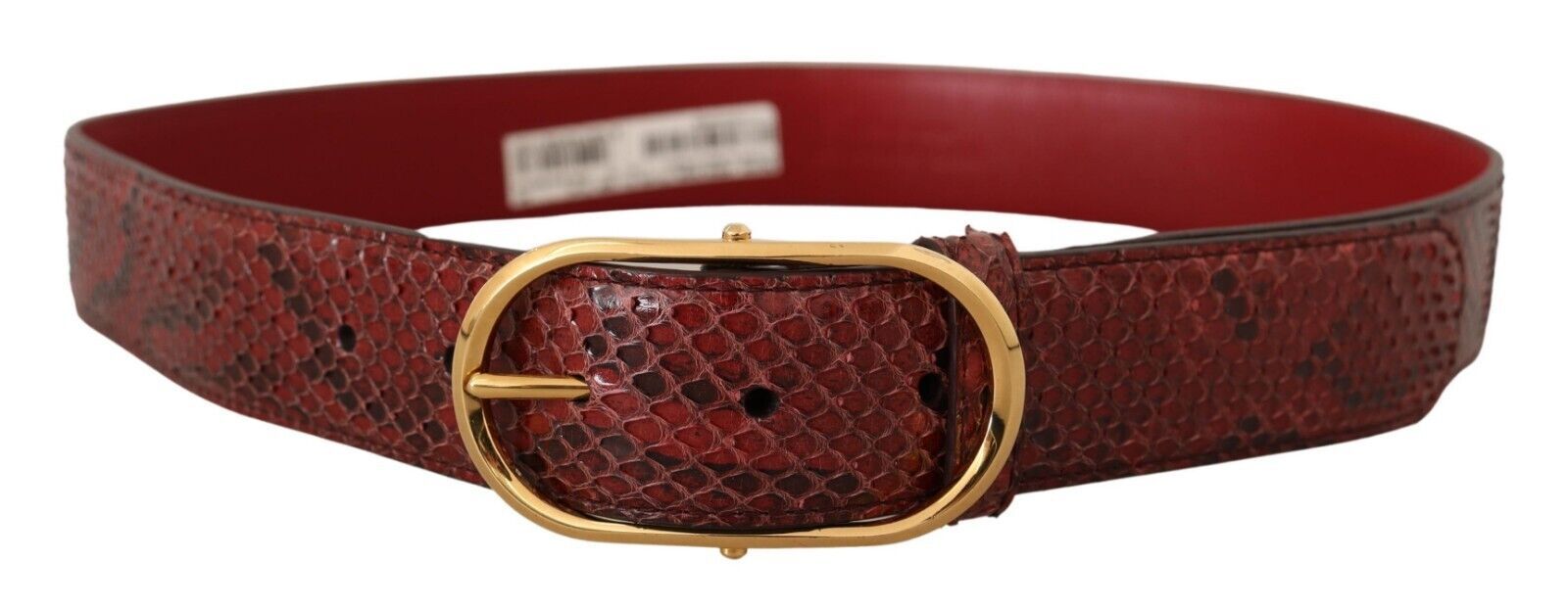Dolce & Gabbana Red Exotic Leather Gold Oval Buckle Belt | Regal Royce