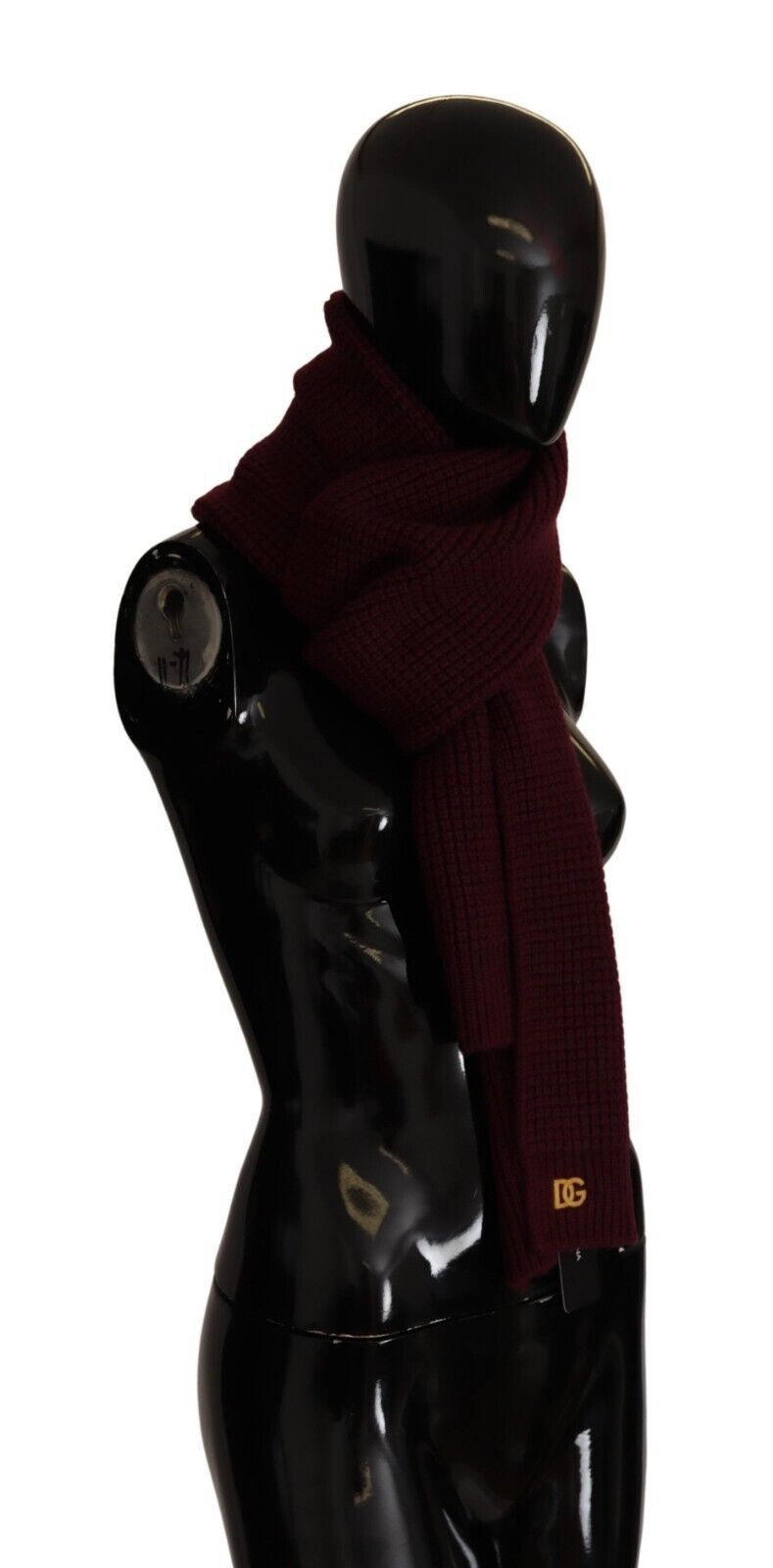 Dolce & Gabbana Dark Red Cashmere Logo Wrap Shawl Knitted Scarf | Regal Royce