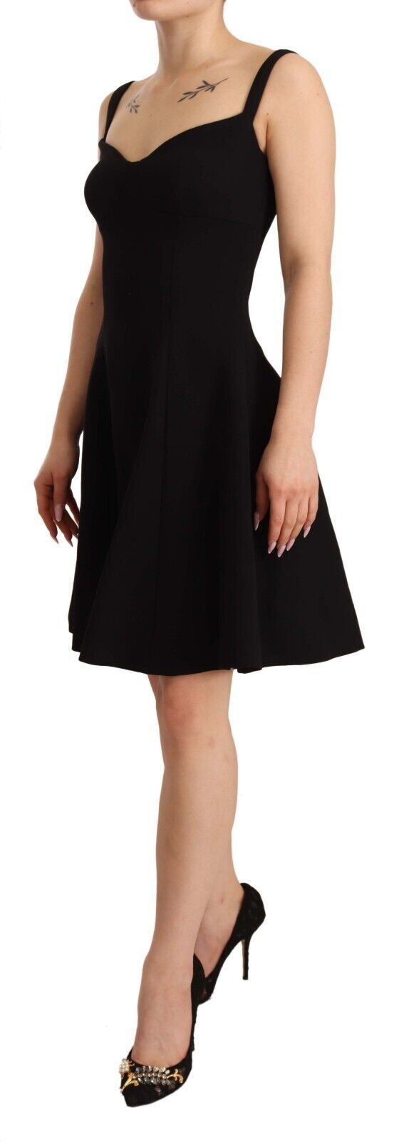 Dolce & Gabbana Black Fit Flare Wool Stretch Sheath Dress | Regal Royce