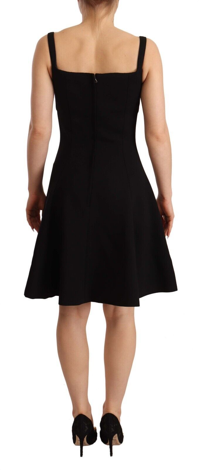 Dolce & Gabbana Black Fit Flare Wool Stretch Sheath Dress | Regal Royce