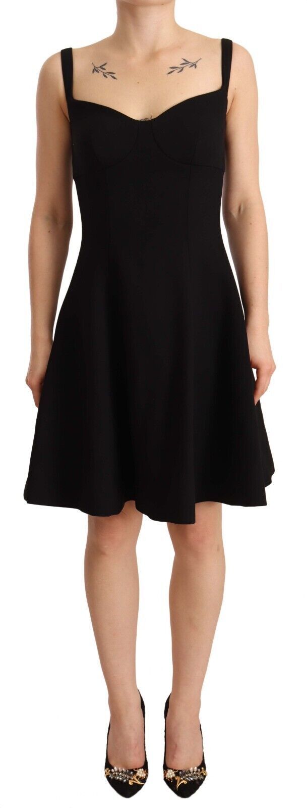 Dolce & Gabbana Black Fit Flare Wool Stretch Sheath Dress | Regal Royce