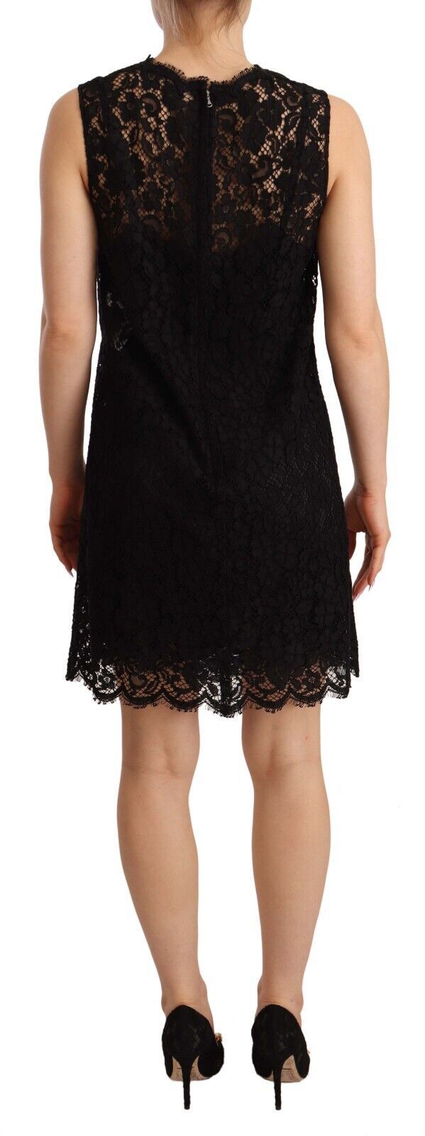 Dolce & Gabbana Black Floral Lace Sheath Sleeveless Mini Dress | Regal Royce