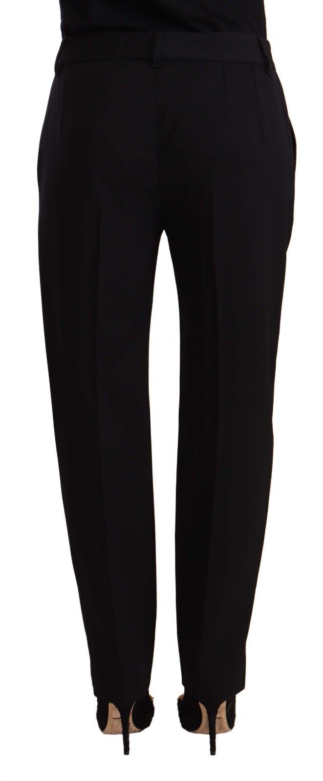 Dolce & Gabbana Black Mid Waist Skinny Trouser Wool Pants | Regal Royce