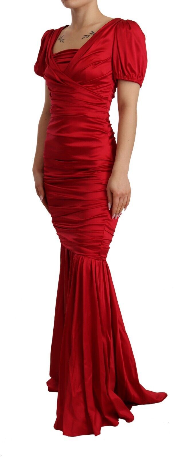 Dolce & Gabbana Red Silk Stretch Sheath Mermaid Gown Dress | Regal Royce