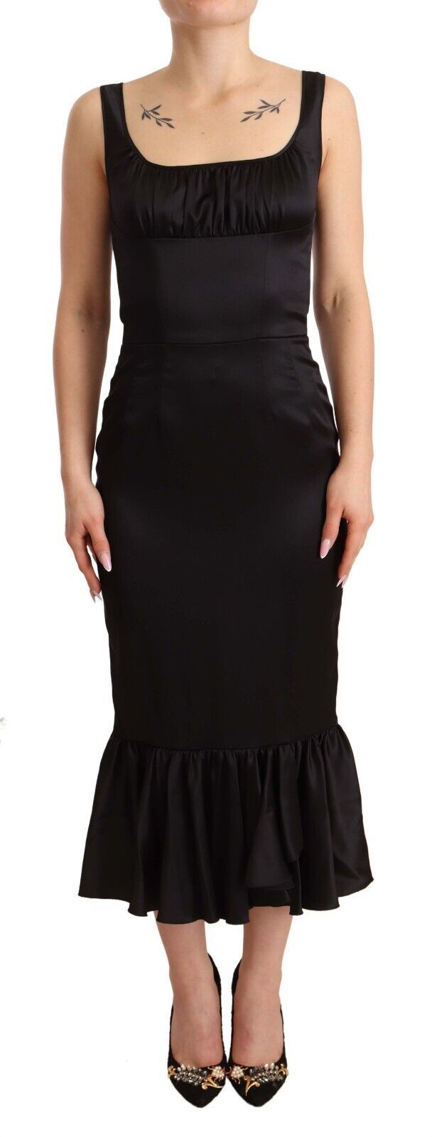 Dolce & Gabbana Black Silk Stretch Sheath Mermaid Midi Dress | Regal Royce