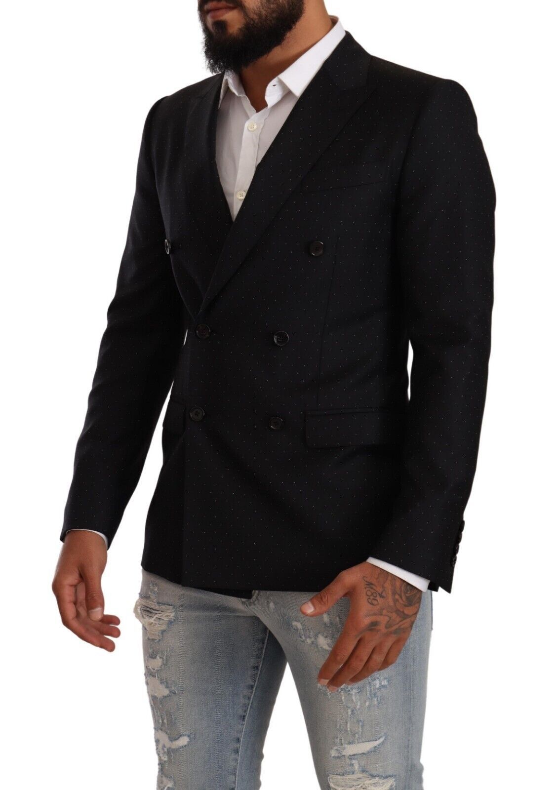 Dolce & Gabbana Black Dotted Double Breasted MARTINI Jacket | Regal Royce