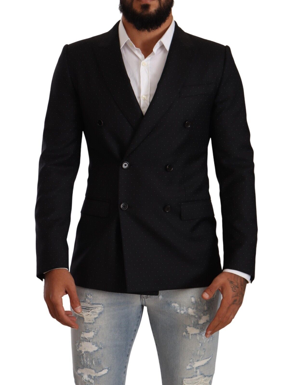 Dolce & Gabbana Black Dotted Double Breasted MARTINI Jacket | Regal Royce