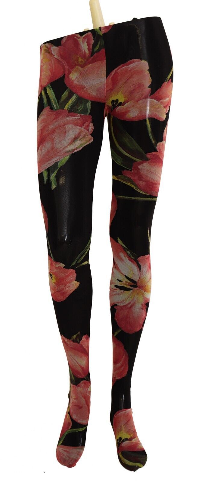 Dolce & Gabbana Black Floral Print Nylon Tights Stockings | Regal Royce