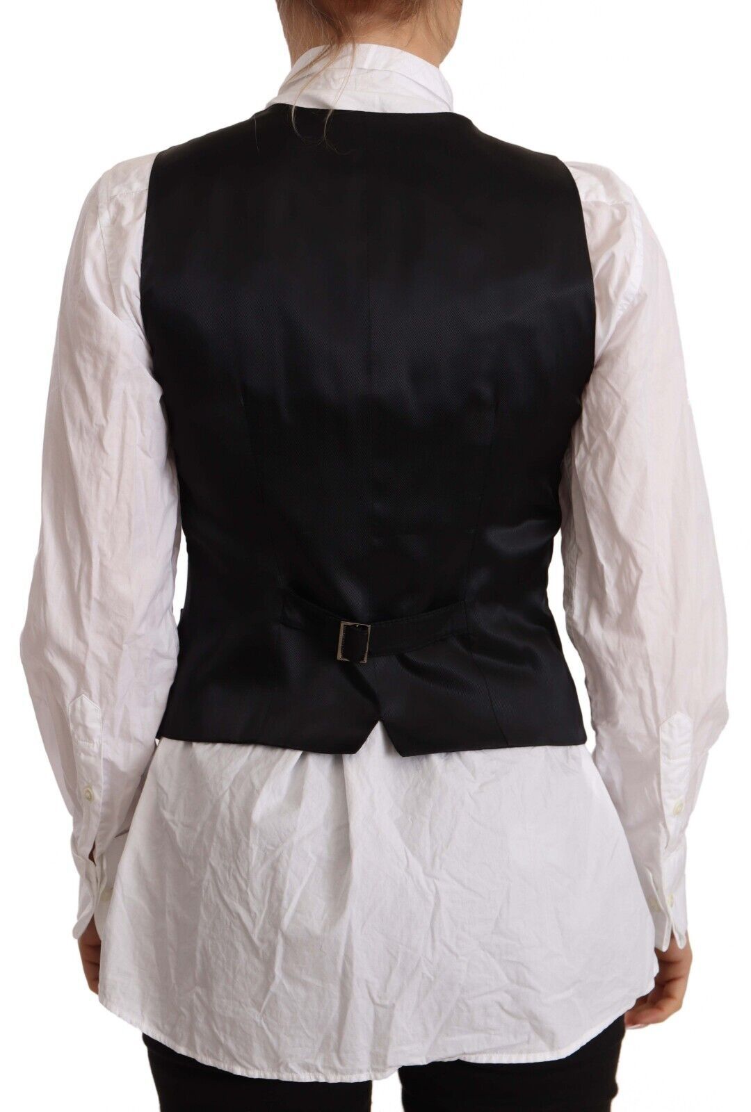 Dolce & Gabbana Black Button Down Sleeveless Vest Viscose Top | Regal Royce