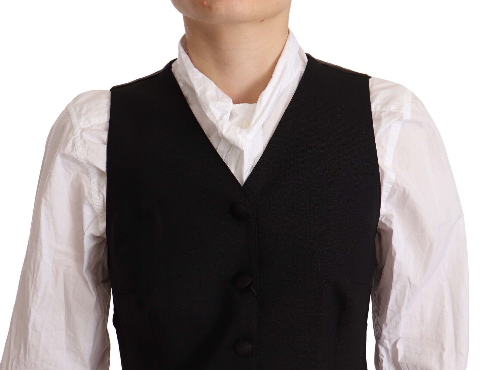 Dolce & Gabbana Black Button Down Sleeveless Vest Viscose Top | Regal Royce
