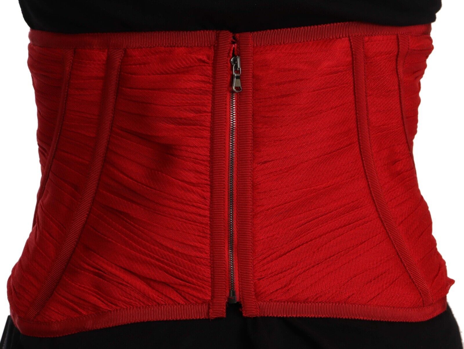 Dolce & Gabbana Red Corset Belt Stretch Waist Strap Silk Top | Regal Royce