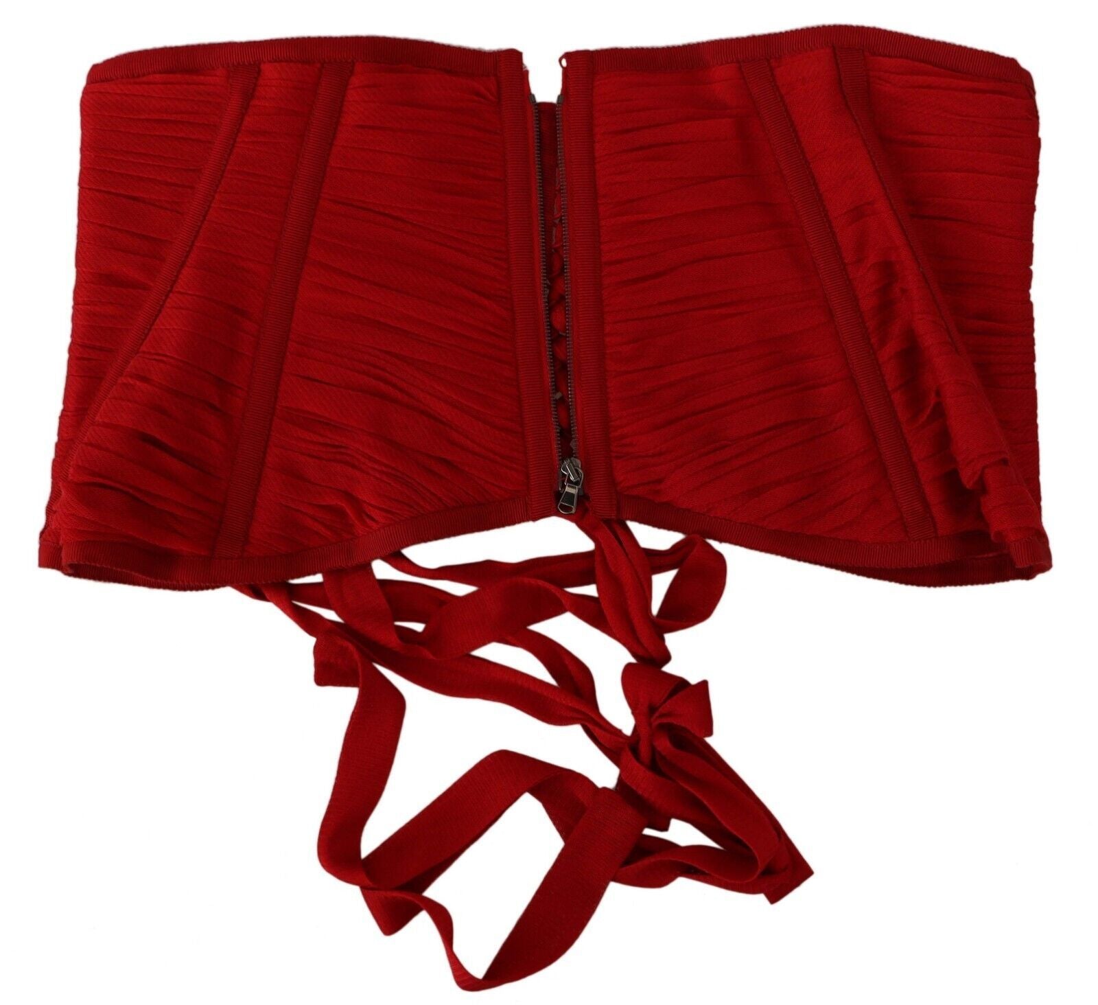 Dolce & Gabbana Red Corset Belt Stretch Waist Strap Silk Top | Regal Royce