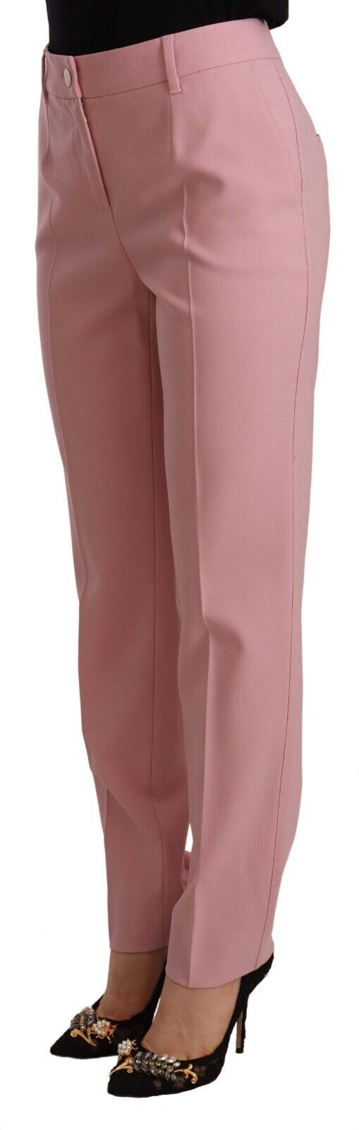 Dolce & Gabbana Pink Wool Stretch High Waist Trouser Pants | Regal Royce