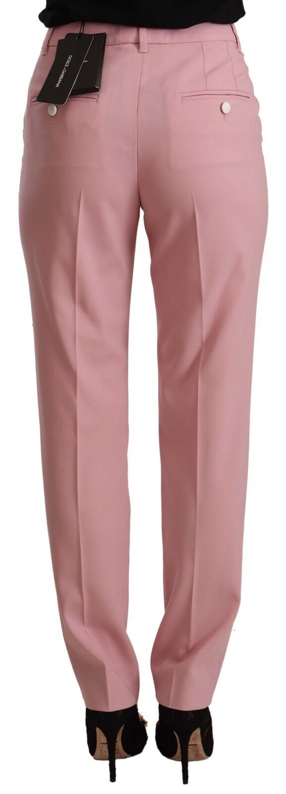 Dolce & Gabbana Pink Wool Stretch High Waist Trouser Pants | Regal Royce