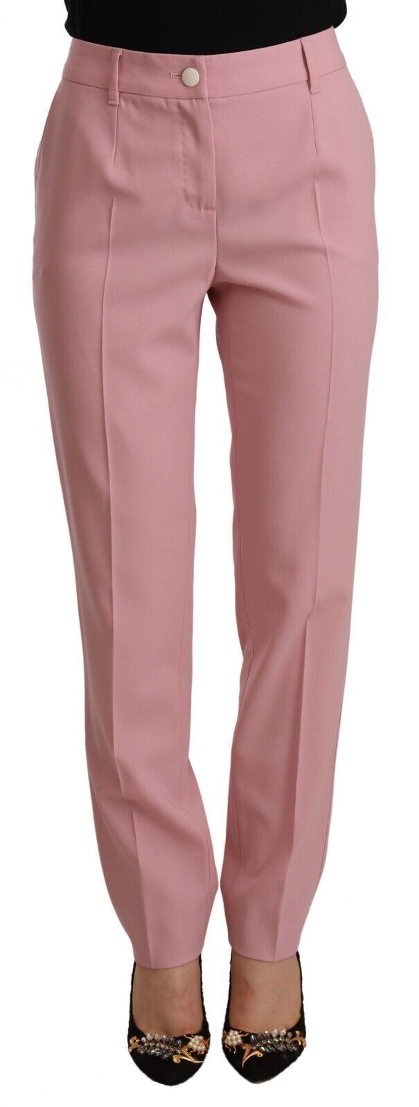 Dolce & Gabbana Pink Wool Stretch High Waist Trouser Pants | Regal Royce