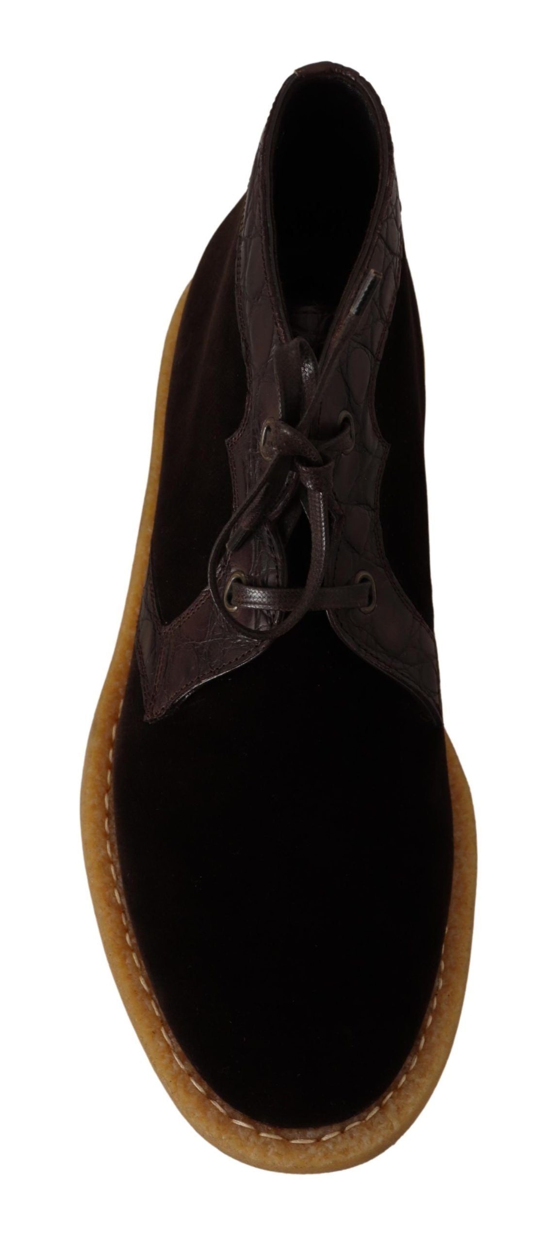 Dolce & Gabbana Brown Velvet Exotic Leather Boots | Regal Royce