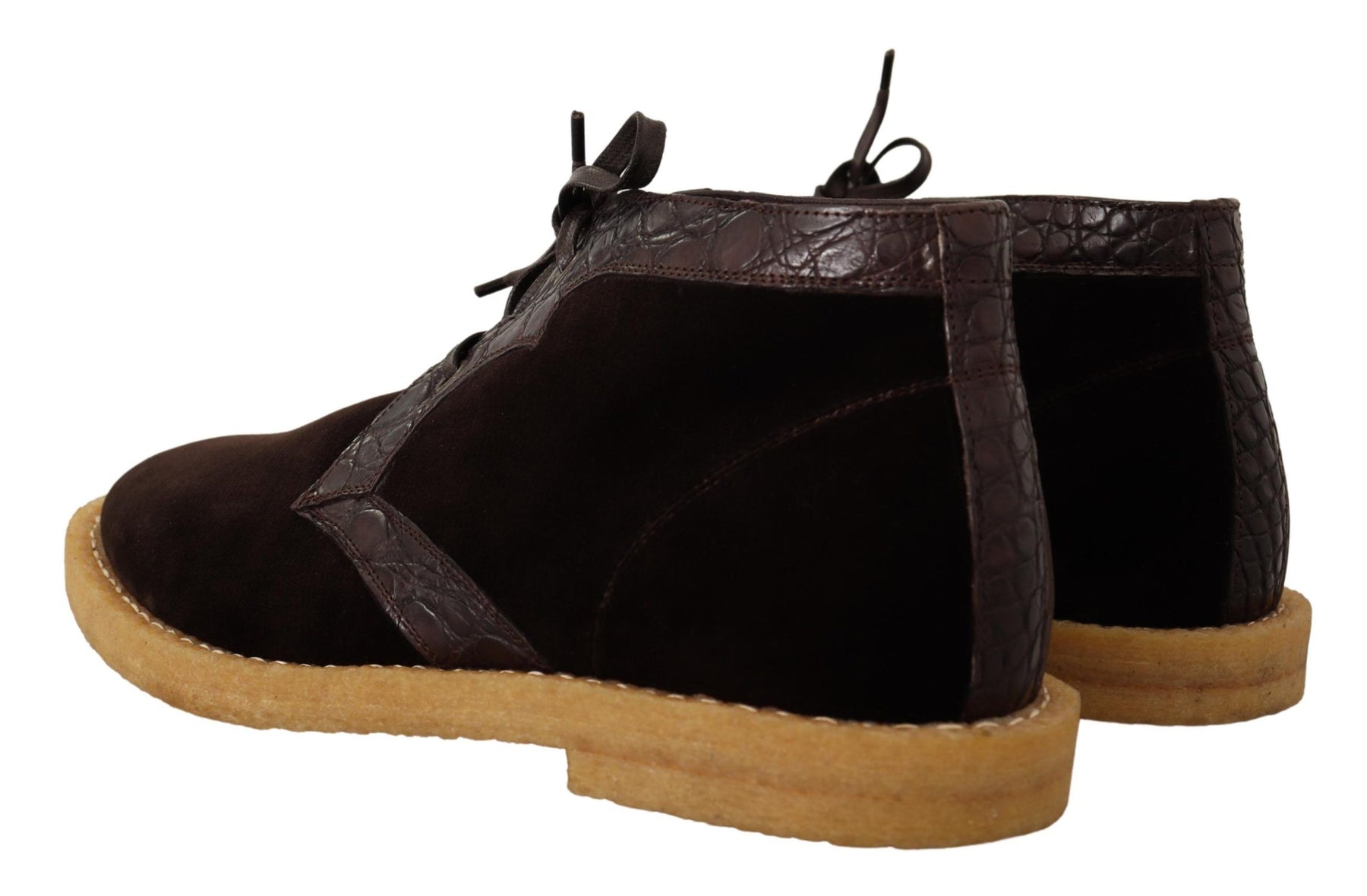 Dolce & Gabbana Brown Velvet Exotic Leather Boots | Regal Royce