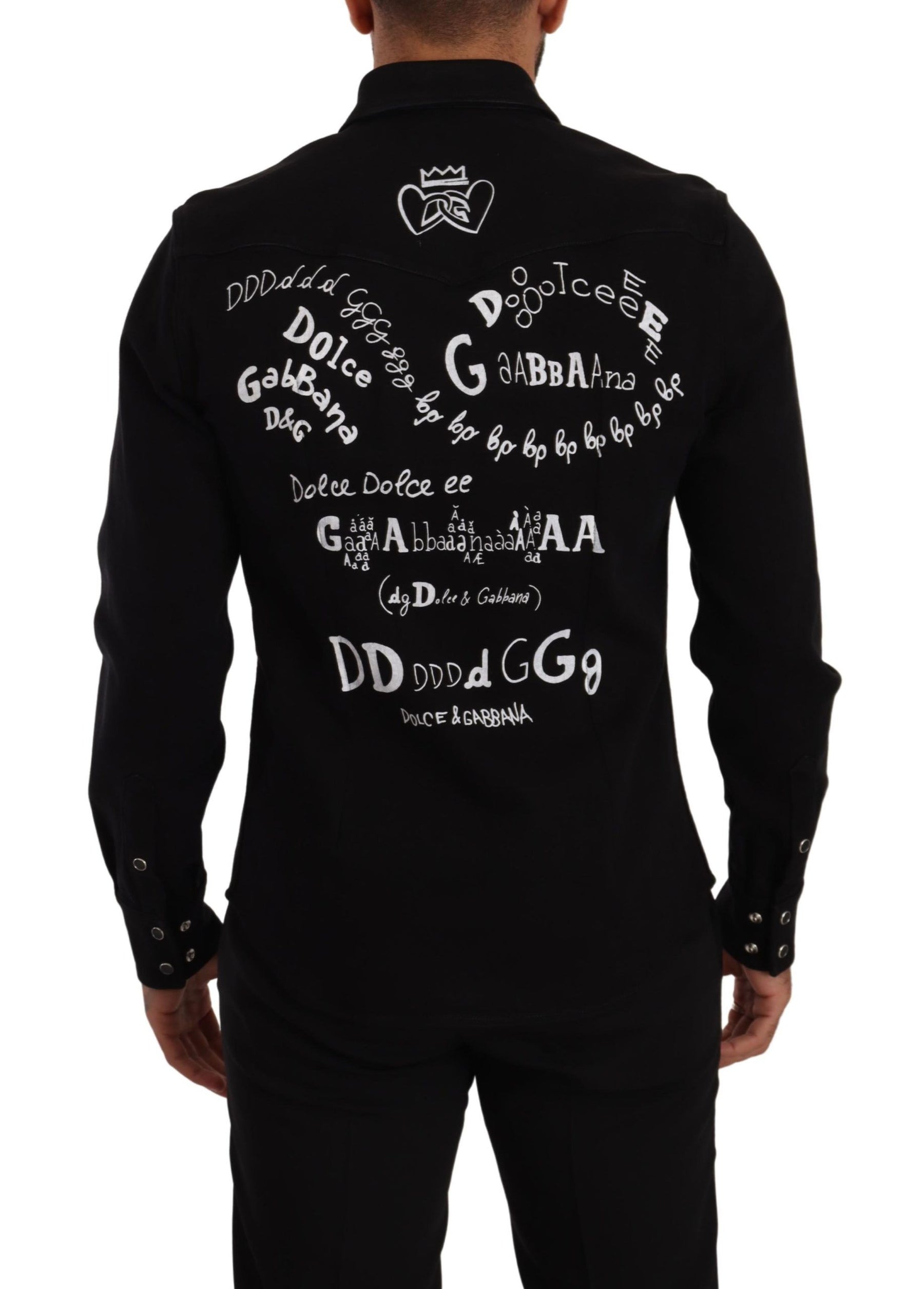 Dolce & Gabbana Black Slim Cotton Denim Stretch Shirt | Regal Royce