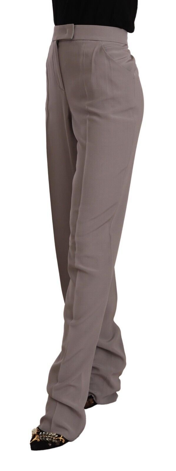 Armani Brown High Waist Silk Tapered Long Pants | Regal Royce