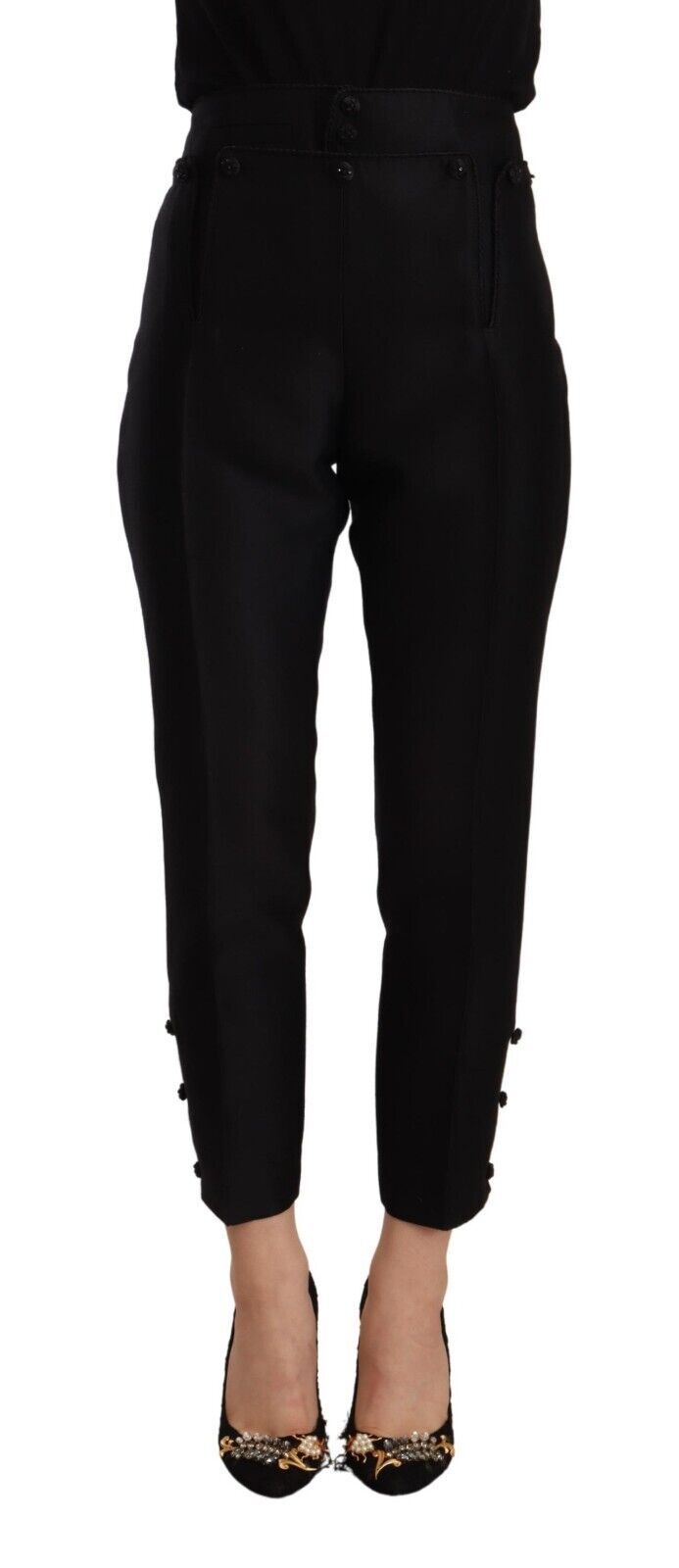Dsquared² Black Wool High Waist Skinny Women Pants | Regal Royce