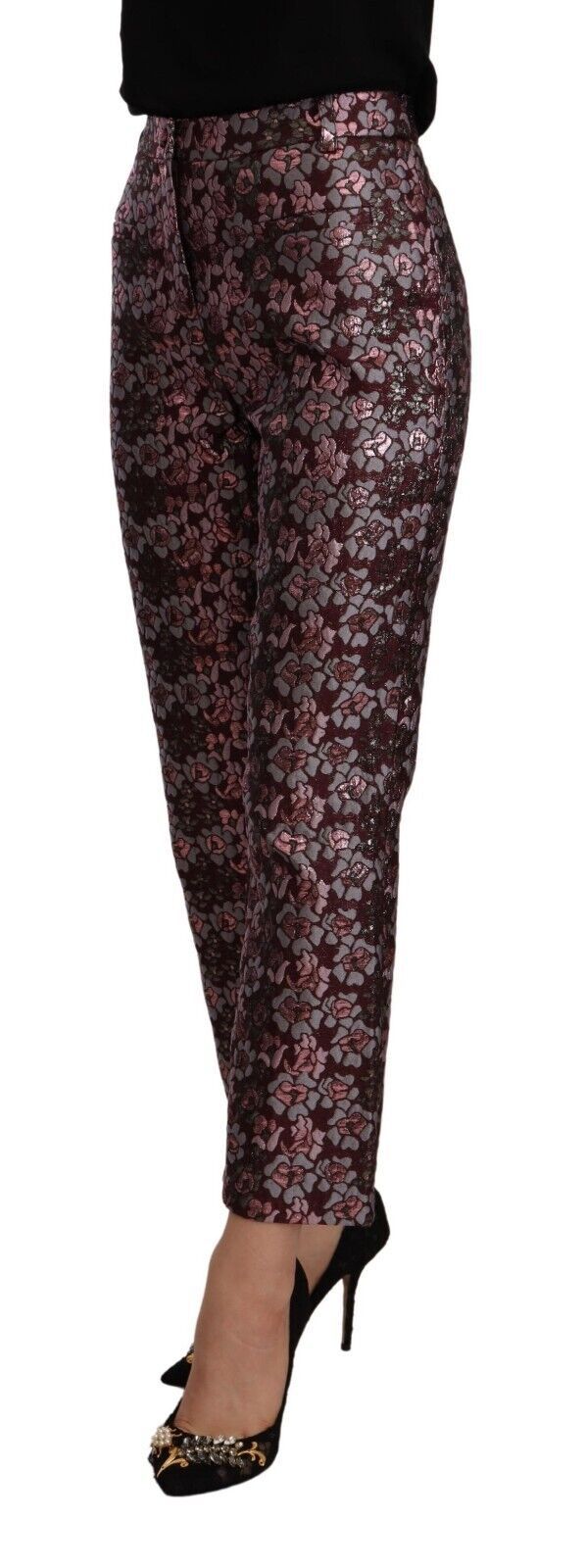 House of Holland Multicolor Floral Jacquard Flared Cropped Pants | Regal Royce