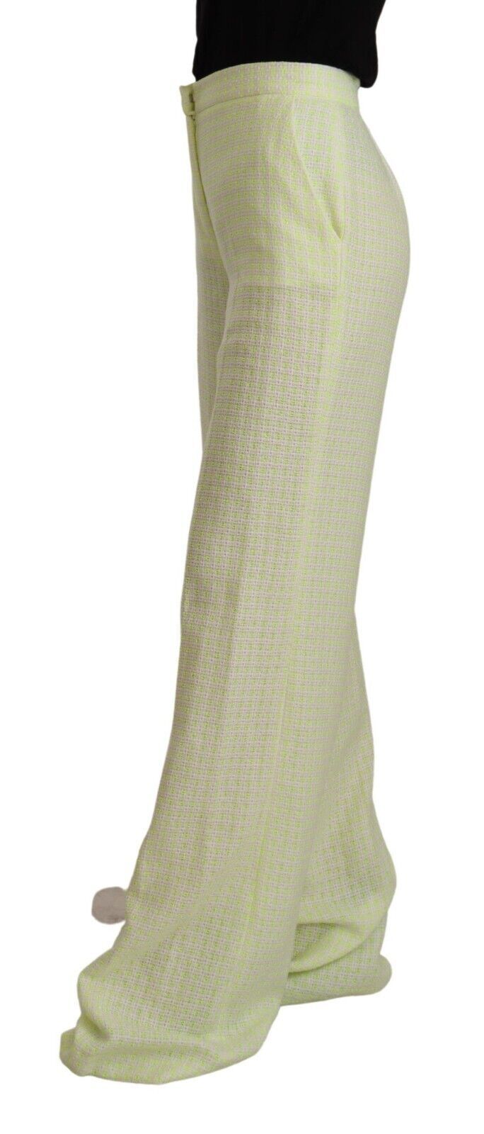 MSGM Yellow Green Cotton High Waist Straight Long Pants | Regal Royce