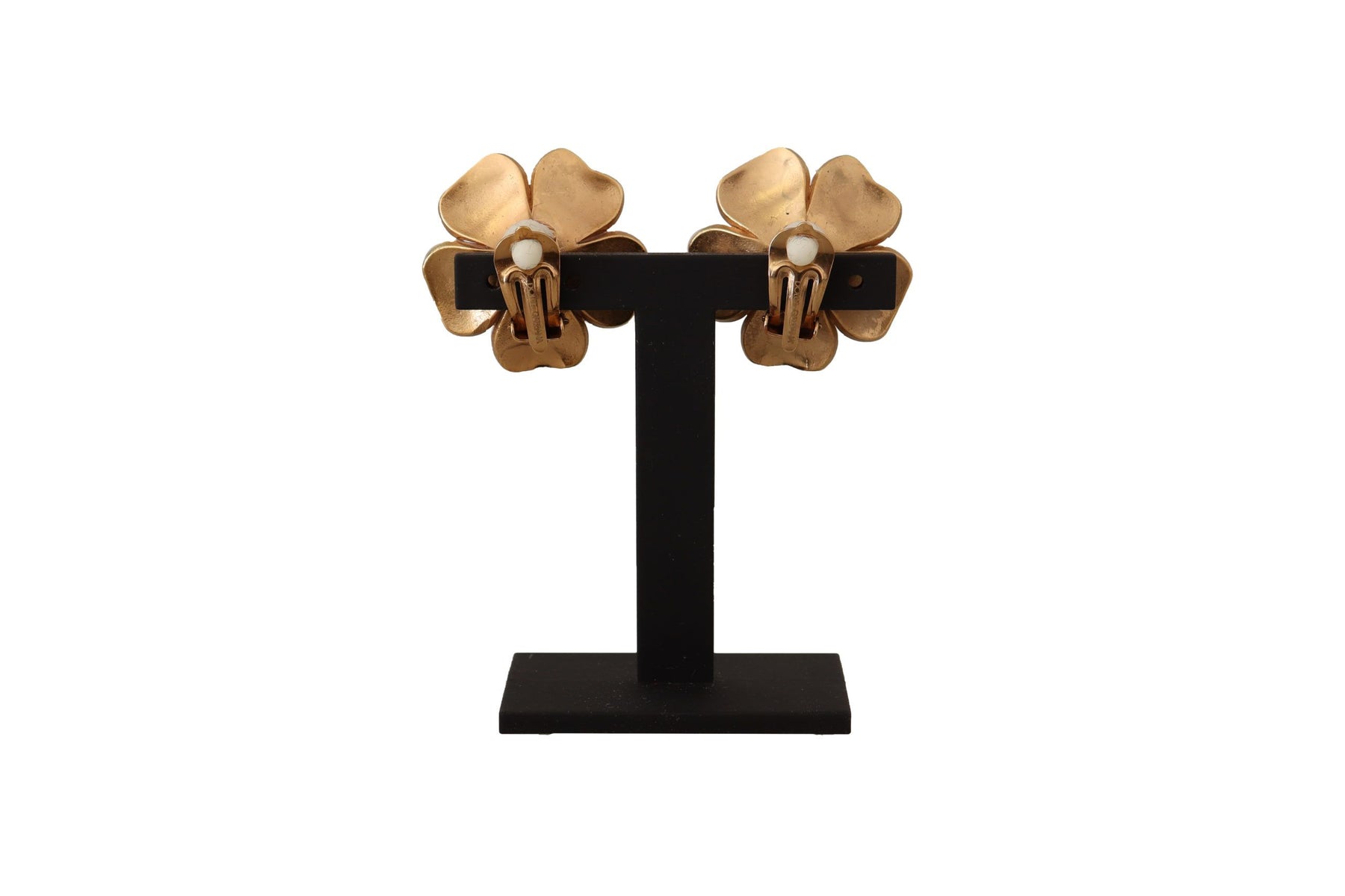 Dolce & Gabbana Gold Tone Maxi Faux Pearl Floral Clip-on Jewelry Earrings | Regal Royce