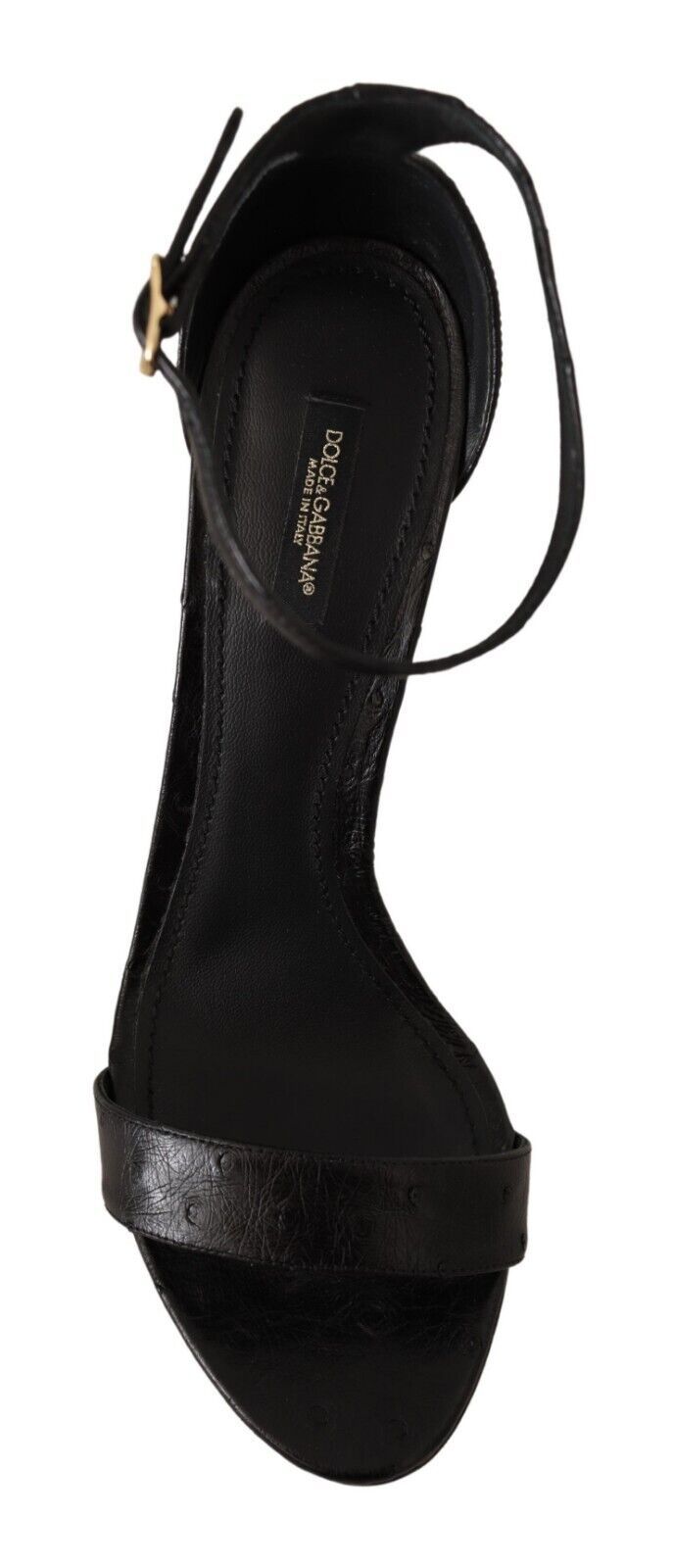 Dolce & Gabbana Black Ostrich Ankle Strap Heels Sandals Shoes | Regal Royce
