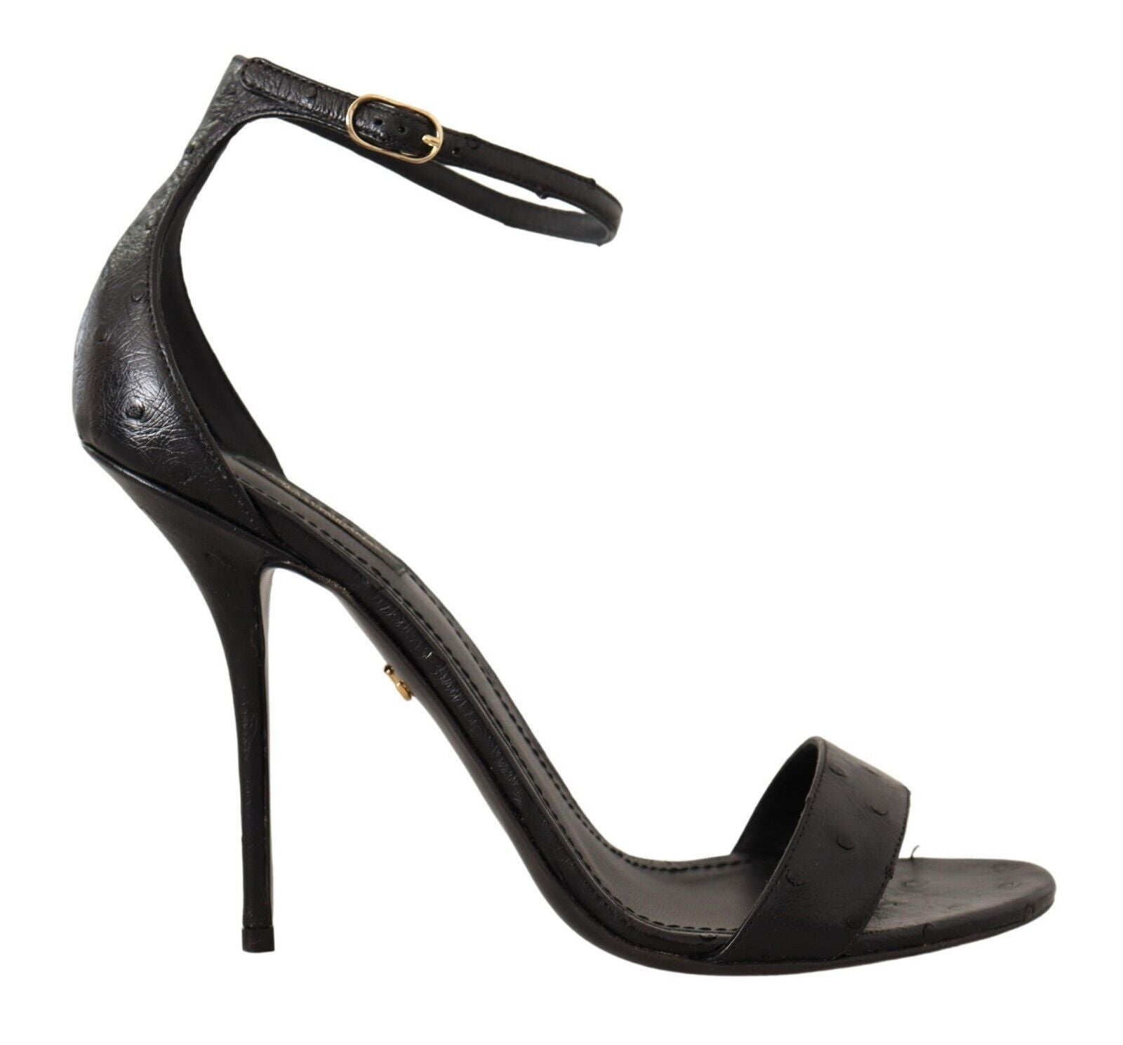 Dolce & Gabbana Black Ostrich Ankle Strap Heels Sandals Shoes | Regal Royce