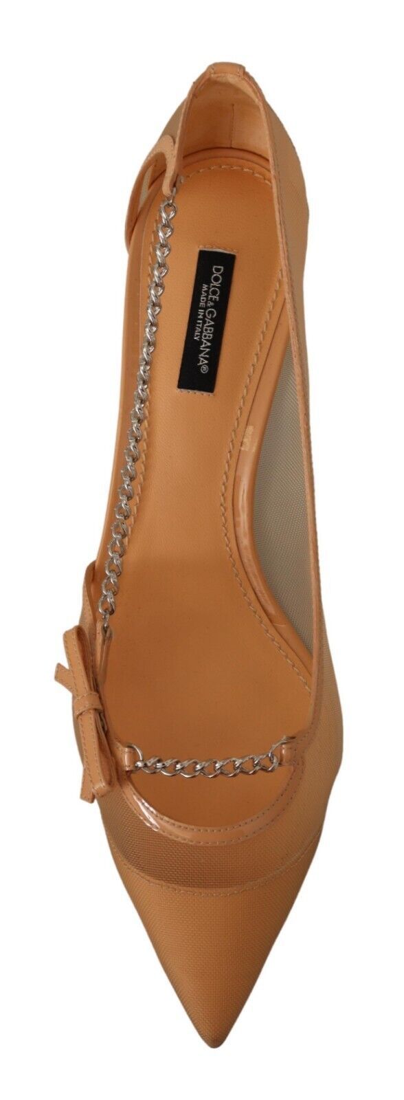 Dolce & Gabbana Peach Mesh Leather Chains Heels Pumps Shoes | Regal Royce