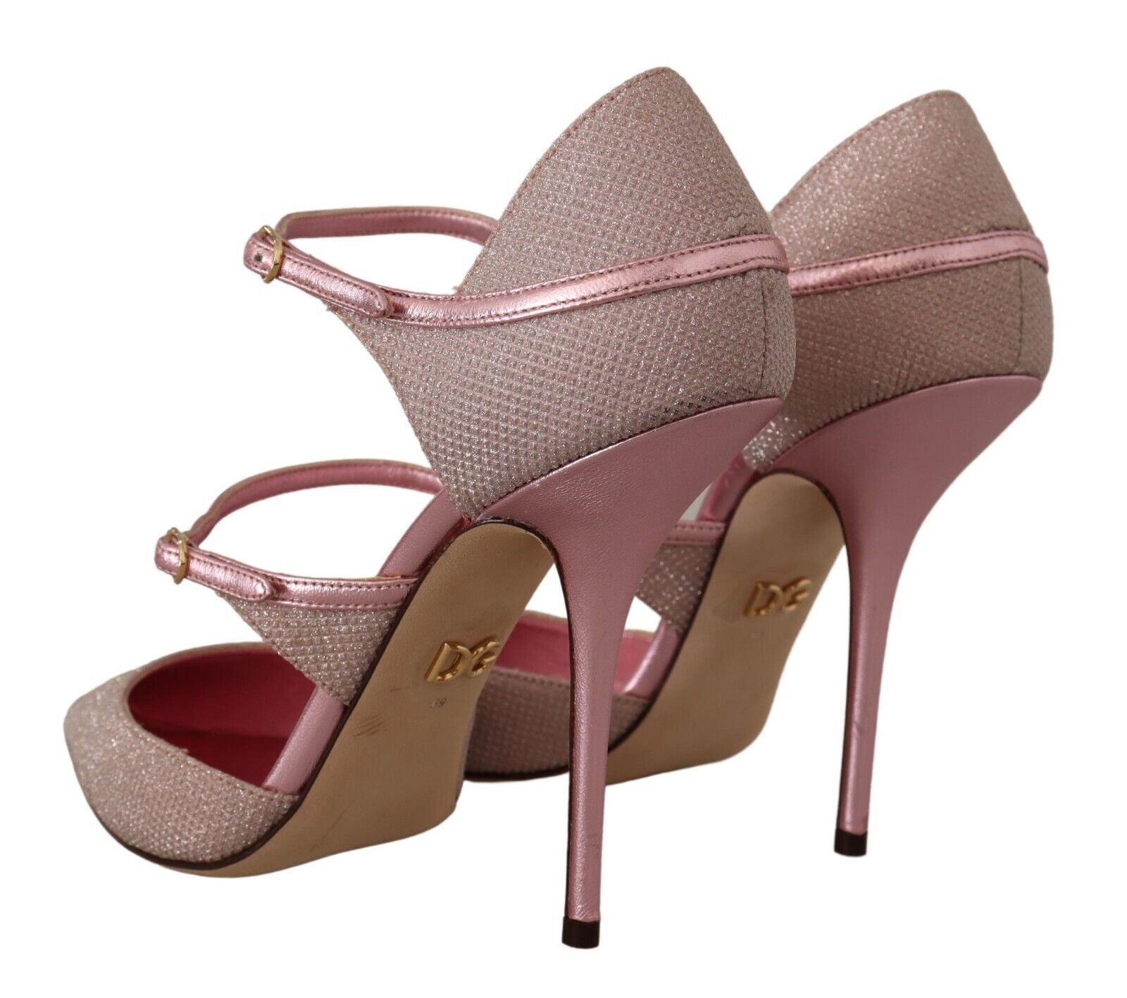 Dolce & Gabbana Pink Glittered Strappy Sandals Mary Jane Shoes | Regal Royce