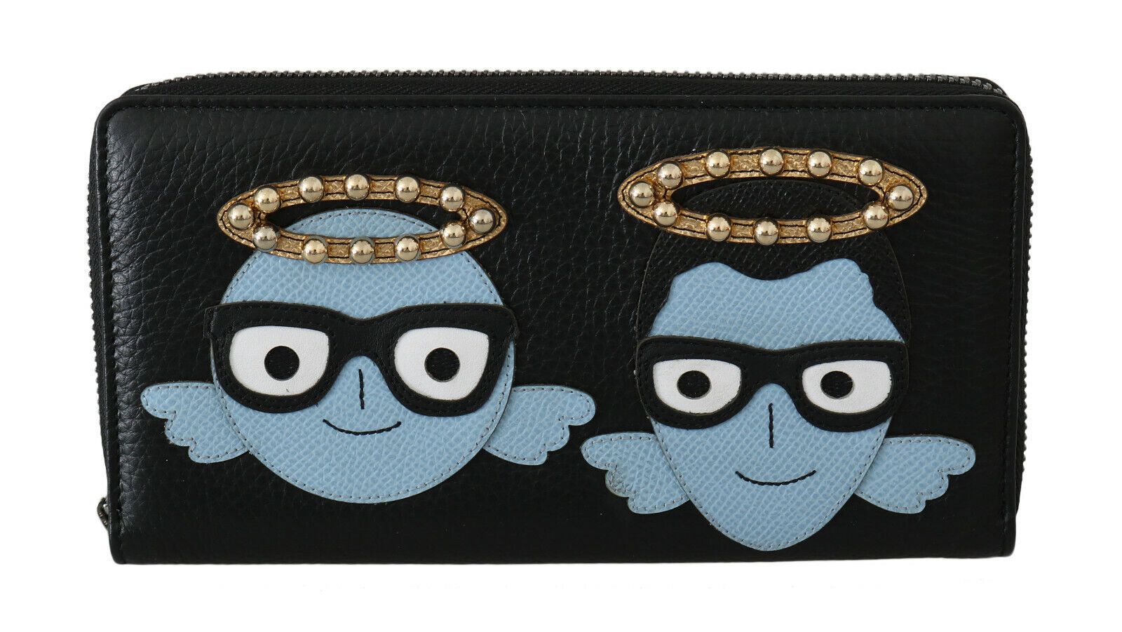 Dolce & Gabbana Black Blue Leather #DGFAMILY Zipper Continental Wallet | Regal Royce