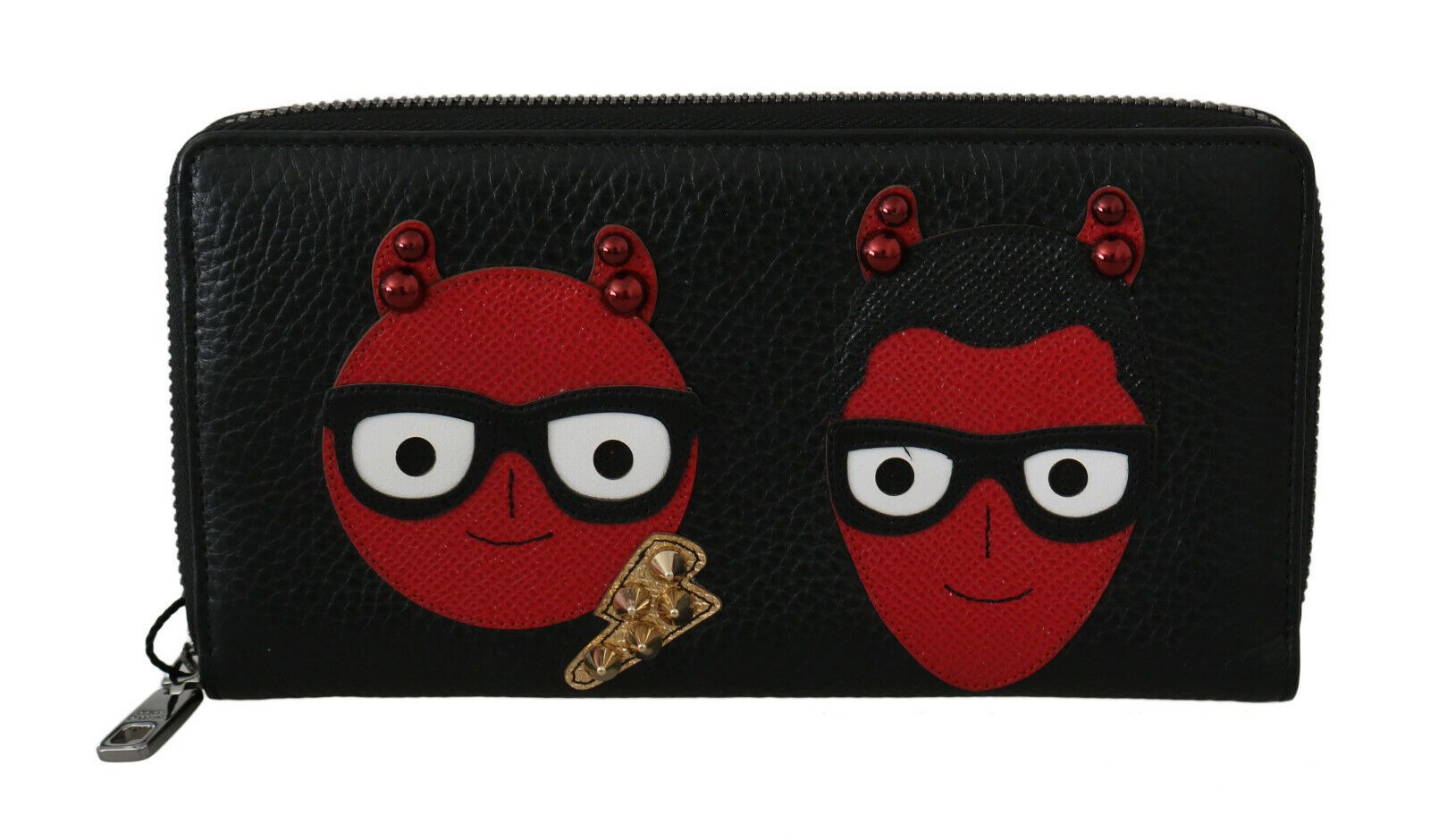 Dolce & Gabbana Black Red Leather #DGFAMILY Zipper Continental Wallet | Regal Royce
