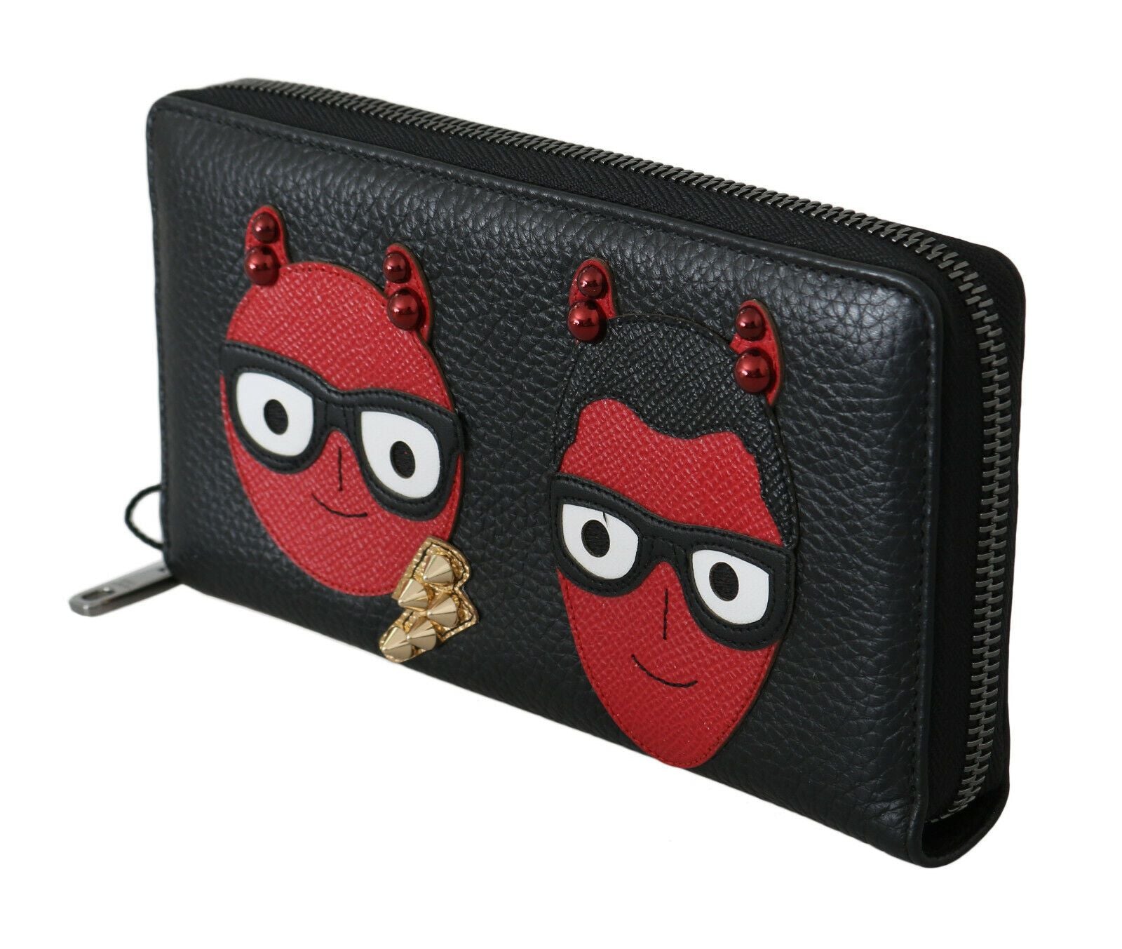 Dolce & Gabbana Black Red Leather #DGFAMILY Zipper Continental Wallet | Regal Royce