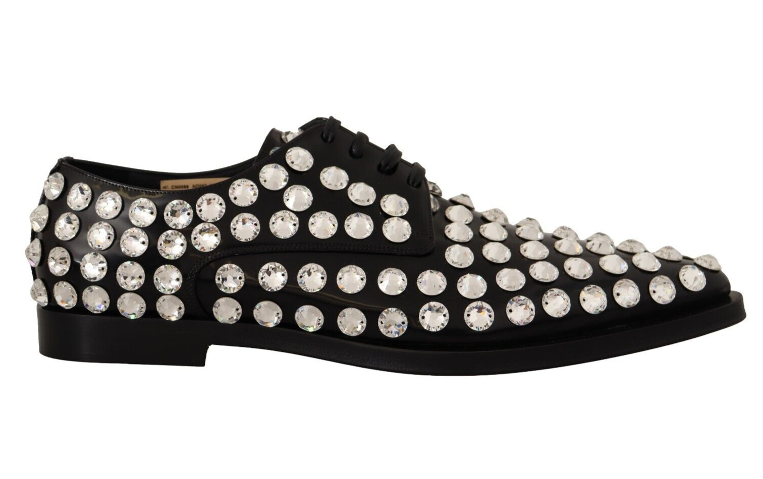 Dolce & Gabbana Black Leather Crystals Lace Up Formal Shoes | Regal Royce