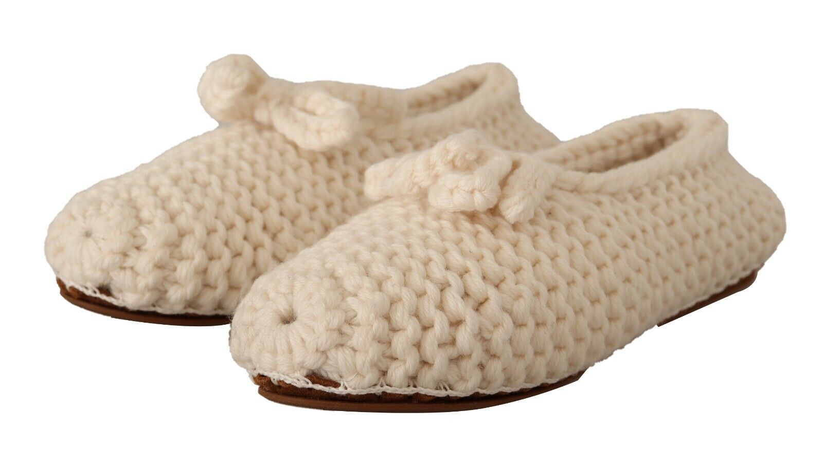 Dolce & Gabbana White Slip On Ballerina Flats Wool Knit Shoes | Regal Royce