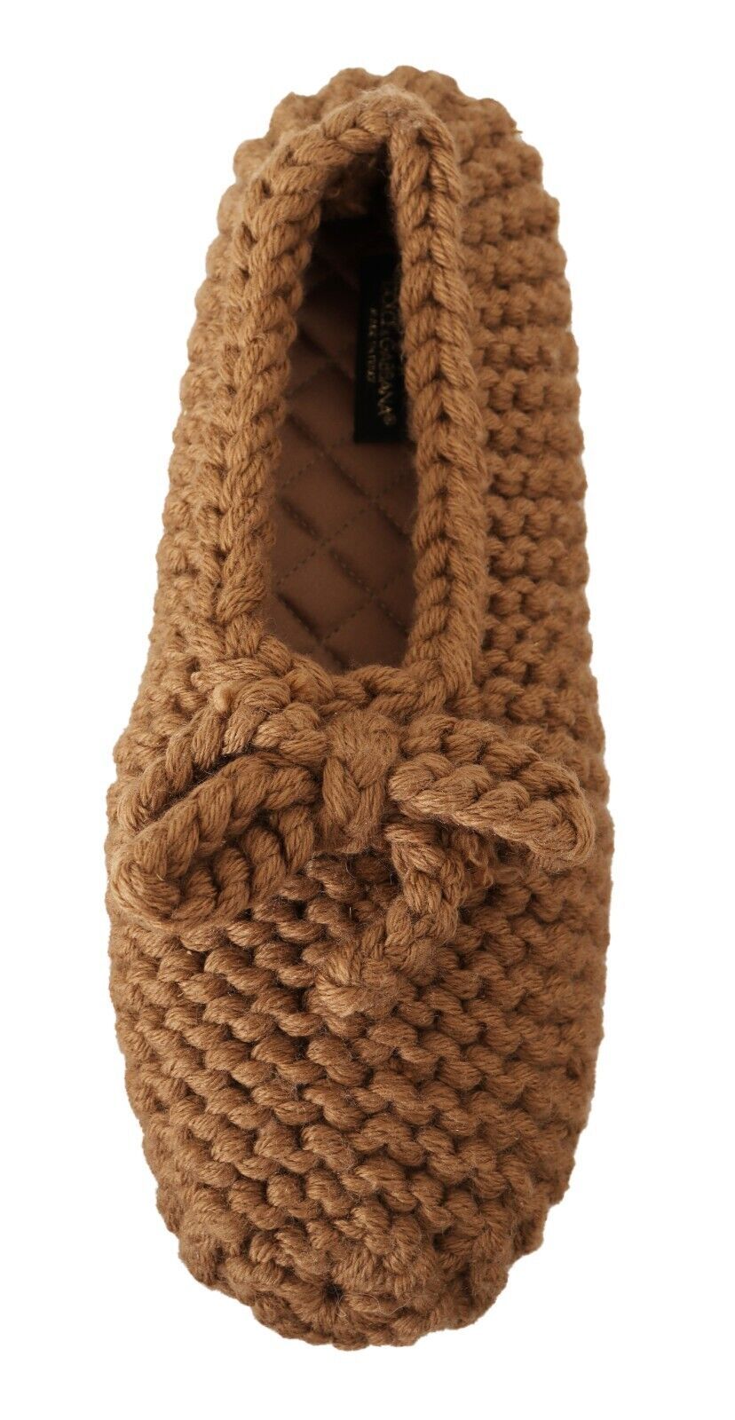 Dolce & Gabbana Brown Slip On Ballerina Flats Wool Knit Shoes | Regal Royce