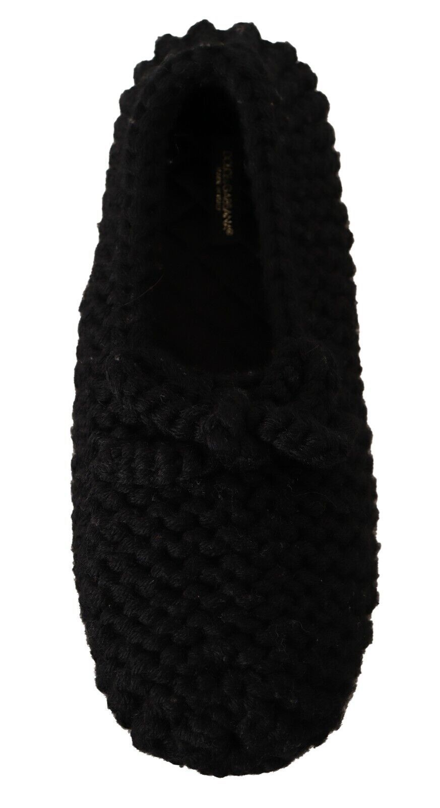 Dolce & Gabbana Black Slip On Ballerina Flats Wool Knit Shoes | Regal Royce