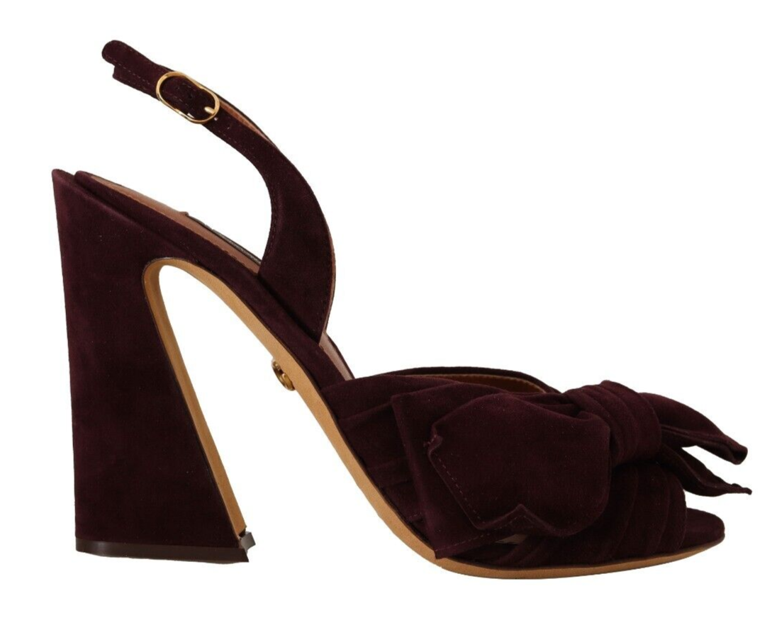 Dolce & Gabbana Dark Purple Suede Ankle Strap Sandals Shoes | Regal Royce