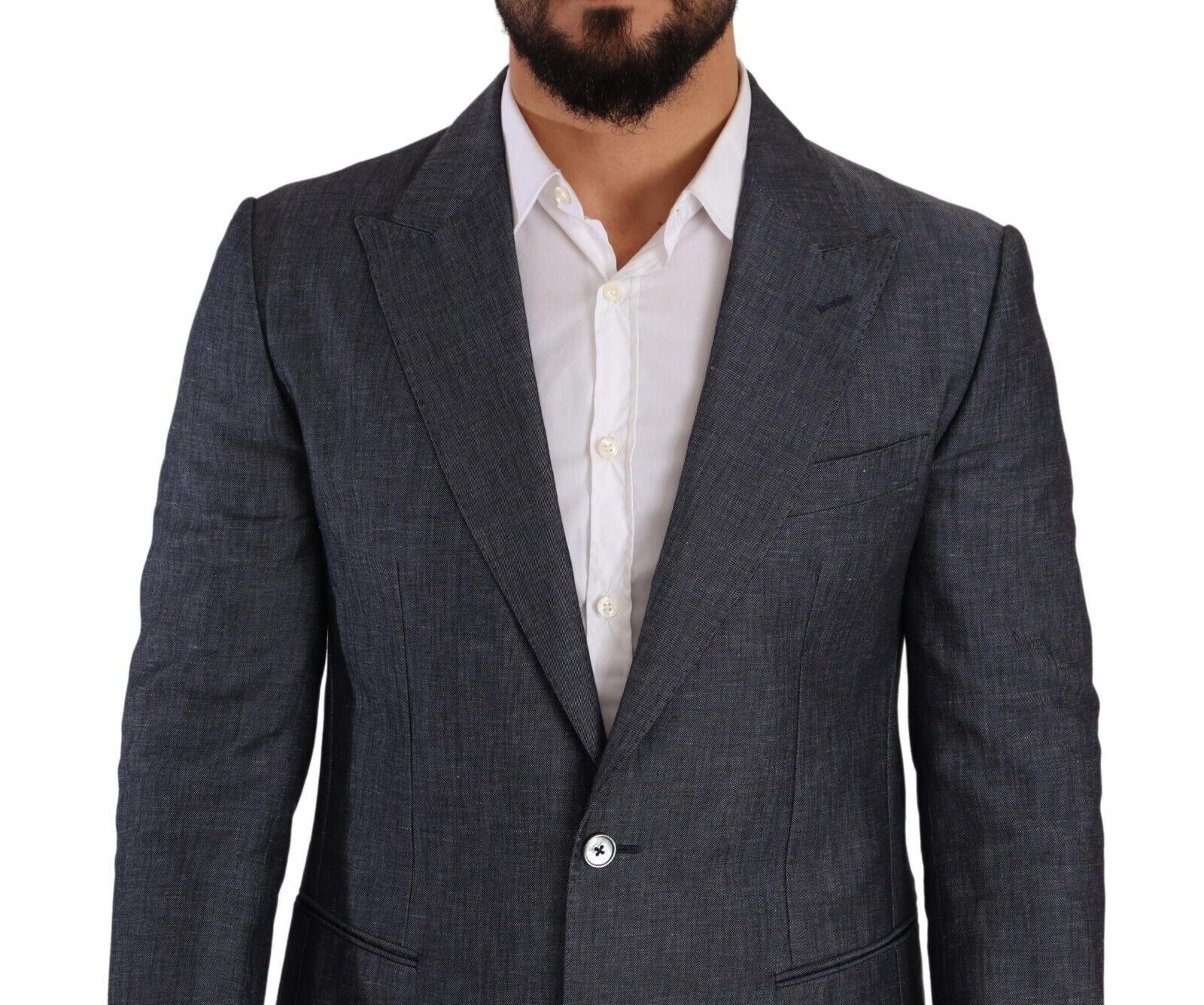Dolce & Gabbana Blue Linen Cotton Jacket TAORMINA Blazer | Regal Royce
